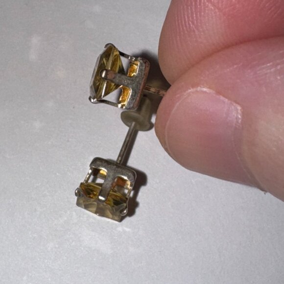 6.72Mm Square Clear Cz And Sterling Post Earrings - Picture 10 of 13